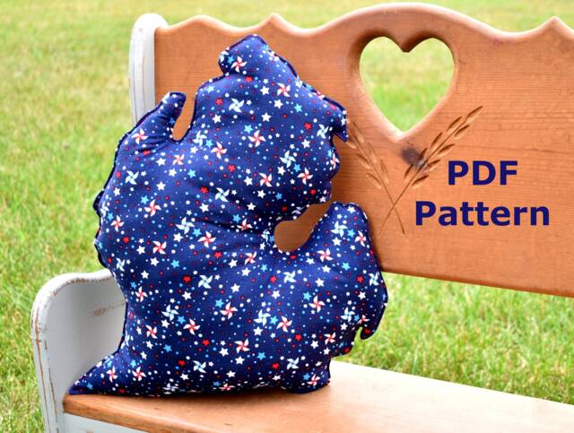 PDF Sewing Pattern Michigan Pillow Template Tutorial Gift Outline - image 1