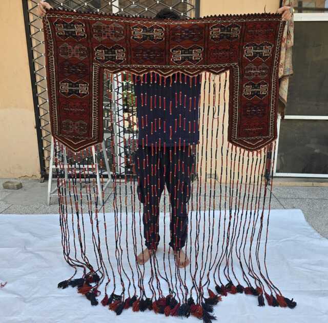 Wall Decor 4x7 Handwoven Afghan Tapestry Wool Turkmen Traditional Jalar, Tribal Bohemian Hanging - image 1