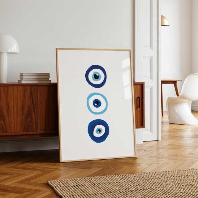 Evil Eye Print Nazar Wall Art Poster, Abstract A1 A2 A3 A4 A5 - image 1