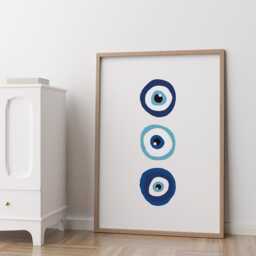 Evil Eye Print Nazar Wall Art Poster, Abstract A1 A2 A3 A4 A5 - thumbnail 2