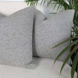 Eco Recycled Yarn Grey Herringbone Wool Cushion Covers, 100% Natural Fiber Wool, Cotton & Linen Mix Throw Pillows - thumbnail 3