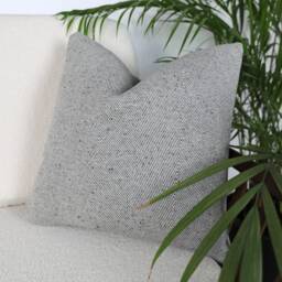 Eco Recycled Yarn Grey Herringbone Wool Cushion Covers, 100% Natural Fiber Wool, Cotton & Linen Mix Throw Pillows - thumbnail 1
