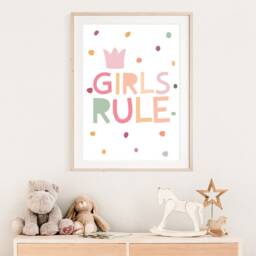 Girls Rule Print, Pastel Nursery Prints, Bedroom Quote, Playroom Motivational Wall Art - thumbnail 4
