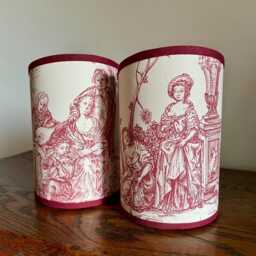 Scopos Toile - Handmade, Candle Clip Half Shield Lampshade For Wall Lights - thumbnail 3