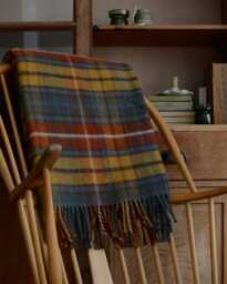 Pure Wool Tartan Blanket - Check Multicolour Tweedmill British Throw Antique Buchanan - thumbnail 1