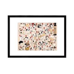 Japanese Art Cats Print Poster Woodblock Ukiyo-E Framed Mounted Wall Utagawa Kuniyoshi Tokaido Tattoo Cute Kawaii Funny Calligraphy A2 A3 - thumbnail 2