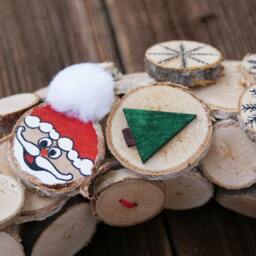 Christmas Wreath, Holiday Wreath, Woodland Decor, Door Xmas Decorations, Wooden Slices - thumbnail 2