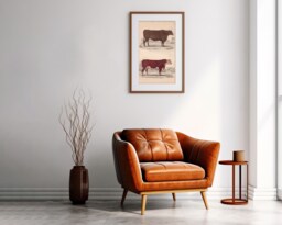 Vintage Suffolk Ox & Hereford Bull Print, Farmhouse Cattle Poster - thumbnail 1