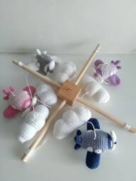 Crochet Airplane Baby Mobile Amigurumi Toys Accessory Baby Crib Gift For Nursery Decor Animals Toy Preemie Kids Gift Amigurumi Doll - thumbnail 1
