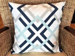 Blue & White Pillow Cover, Blue Throw Decorative Pillow Cover, 16x16 Cover , Accent Pillow, Home Decor - thumbnail 1