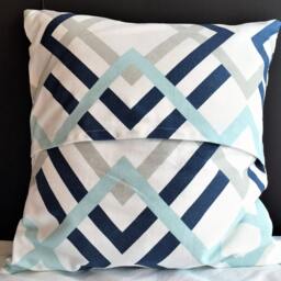 Blue & White Pillow Cover, Blue Throw Decorative Pillow Cover, 16x16 Cover , Accent Pillow, Home Decor - thumbnail 2