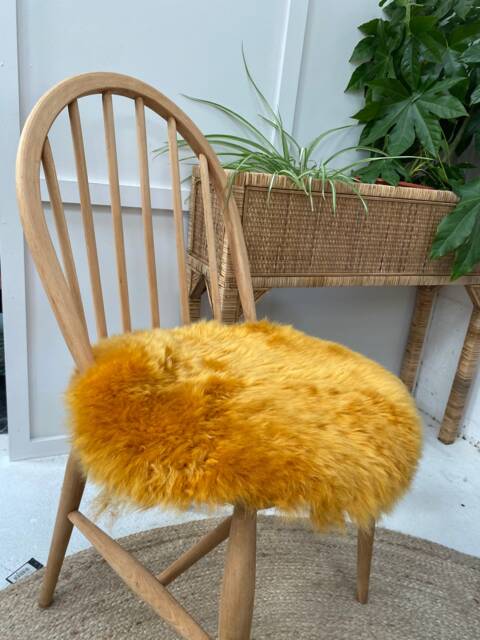 Burnt Orange , Gold Mustard Sheepskin Seatpad, Genuine Sheepskin, Gold Sheepskin, Orange Accessories, Cushion - image 1
