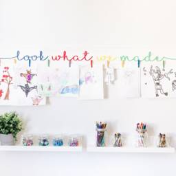 3D Kids Craft Look What I Made Sign - Art Display Signs Playroom Wall Room Decor Rainbow Christmas - thumbnail 2