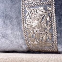 Ice Blue Velvet Pillows With Silver Gilt Trim - thumbnail 2