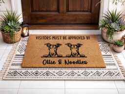 Custom Dog Name Doormat - Personalized Pet Rug Unique Dual Illustration - thumbnail 1