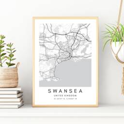 Swansea Map Print Minimalist City Art, UK Home Decor - thumbnail 2