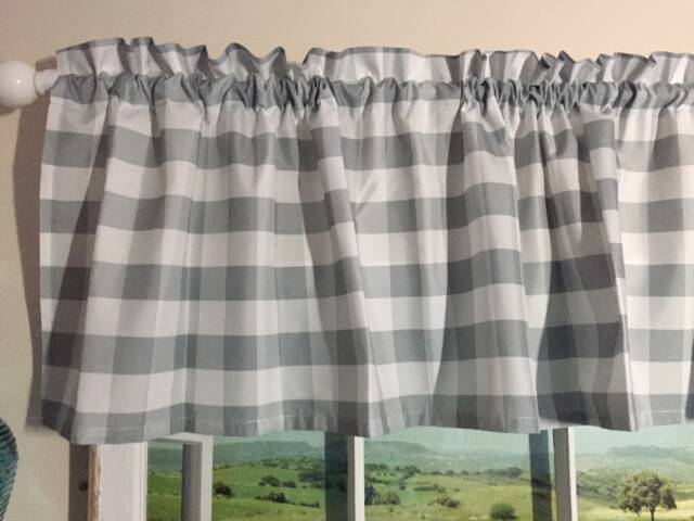 Gray Buffalo Checks Valance ~ 40 Inches Wide Ready To Ship - image 1