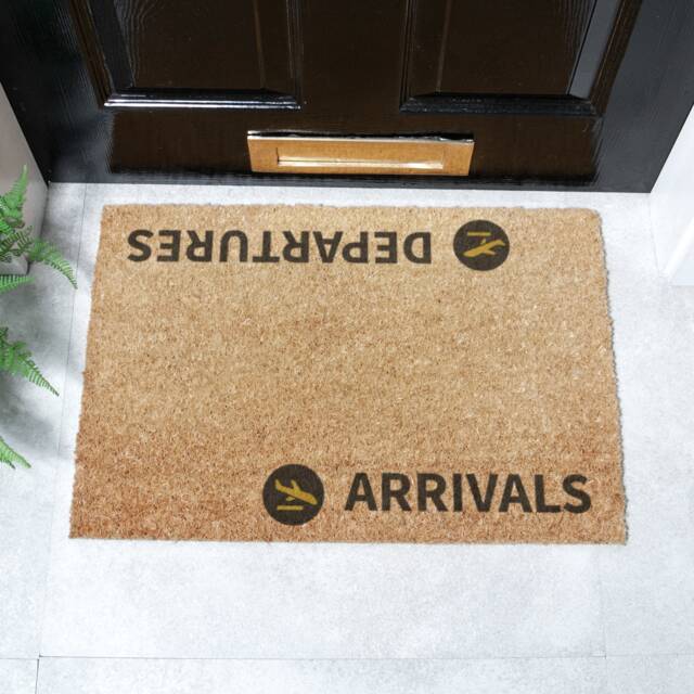 Arrivals & Departures Coir Doormat Non-Slip Welcome Mat - 60cm X 40cm - image 1