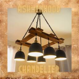 Rustic Light Fixture - Ceiling Pendant Lighting Industrial Wood Chandelier Farmhouse Kitchen Shade - thumbnail 1