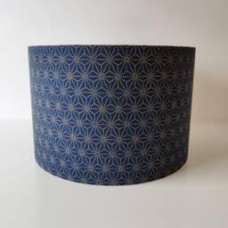 Navy Blue Lampshade in Indigo Kasuri With Brushed Silver Lining - thumbnail 4