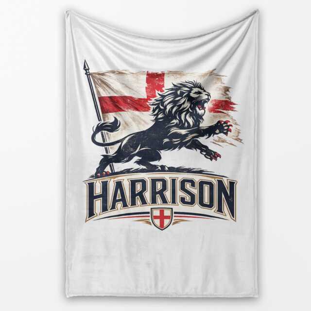 Personalised Name England Flag Blanket Football Fan Gift Supporter Three Lions Sports Boys Bedroom Custom Decor Match Day - image 1