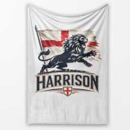 Personalised Name England Flag Blanket Football Fan Gift Supporter Three Lions Sports Boys Bedroom Custom Decor Match Day - thumbnail 1