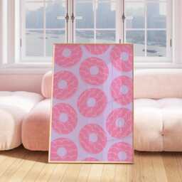 Party Ring Biscuit Wall Art Print, Kitchen Poster, For Kitchen, Dining Room, Retro Pink Print 2809 - thumbnail 3