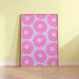Party Ring Biscuit Wall Art Print, Kitchen Poster, For Kitchen, Dining Room, Retro Pink Print 2809 - thumbnail 2