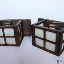 Wall Lamp in Solid Wood & Rice Paper, Wooden Lamp, Oriental Style Craft - thumbnail 3