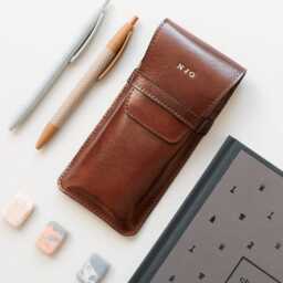 Triple Pen Case Leather For Fountain Pens, Leather Flap 3 Case, Fountain Three Holder Gift Him - thumbnail 2