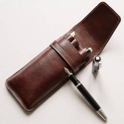 Triple Pen Case Leather For Fountain Pens, Leather Flap 3 Case, Fountain Three Holder Gift Him