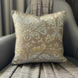 Creamy Beige Burnout Velvet Damask Pattern, Contemporary Throw Pillow Cover/Euro Sham - thumbnail 3