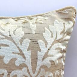 "Burnout Velvet Cream Beige Sofa Pillow 16""x16" - thumbnail 3