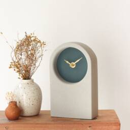Handmade Concrete/Cement Grey & Inchyra Blue Desk Clock - Tall - thumbnail 2