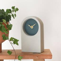 Handmade Concrete/Cement Grey & Inchyra Blue Desk Clock - Tall - thumbnail 3