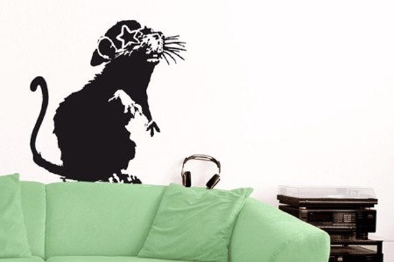 Wall Decal Banksy Party Rat With Sunglasses, Decal, Street Art Sticker, Urban Art, Vinyl Grafitty, Stencil - image 1