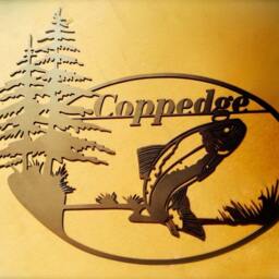 Lake House Metal Sign - Plasma Cut Wall Art Fishing Cabin Signs Custom Outdoor Jumping Trout - thumbnail 2