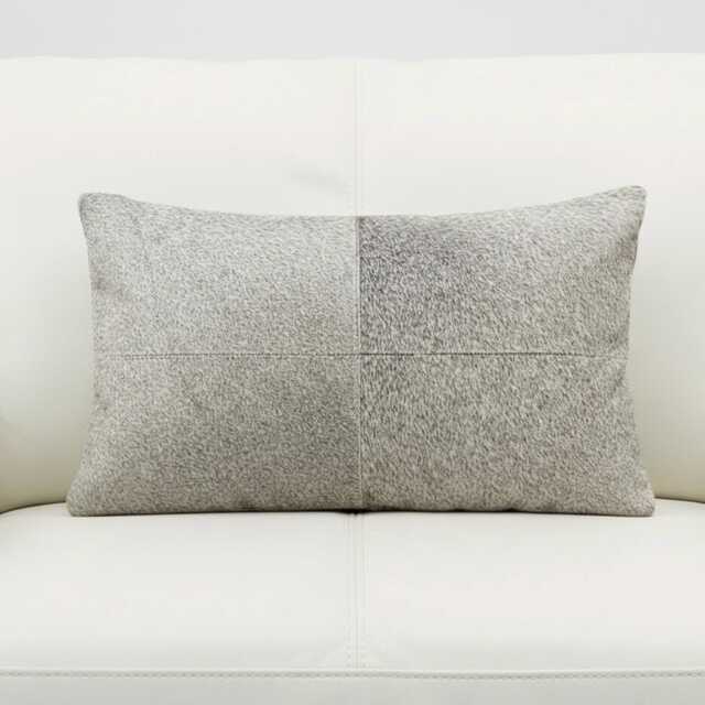 Natural Gray Cowhide Cushion 30x50 Cover Italian Style Farmhouse - image 1