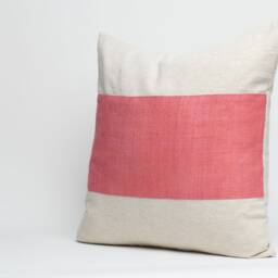 Hill Tribe Hemp Throw Pillow - Pink Striped, Rustic Texture - 20x20 - thumbnail 3