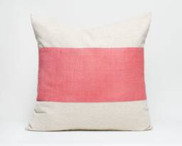 Hill Tribe Hemp Throw Pillow - Pink Striped, Rustic Texture - 20x20 - thumbnail 1