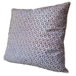 Fortuny Fabric Throw Pillow Cushion Cover Faded Blue & Gold Favo Pattern - Made in Italy - thumbnail 4