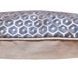 Fortuny Fabric Throw Pillow Cushion Cover Faded Blue & Gold Favo Pattern - Made in Italy - thumbnail 2