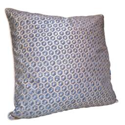 Fortuny Fabric Throw Pillow Cushion Cover Faded Blue & Gold Favo Pattern - Made in Italy - thumbnail 3