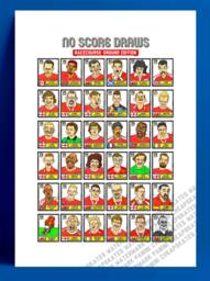Wrexham - No Score Draws Racecourse Ground Edition A3 Print Of 36 Hand-Drawn Wonky Panini-sticker-style Icons Football Art - thumbnail 1