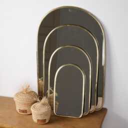 Gold Brass Mirror - Arch Shape, Wall - thumbnail 1