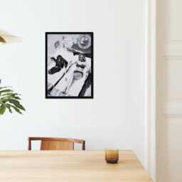 Vintage Woman & Monkey Sunbathing Print, Luxury Fashion, Fine Art Photography Wall Art, Museum Quality, Classic Black White Poster - thumbnail 2