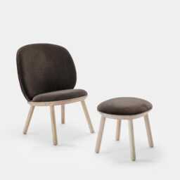 Brown Velour Low Chair Scandinavian Japandi Lounge Chair - thumbnail 3
