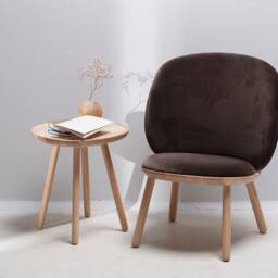 Brown Velour Low Chair Scandinavian Japandi Lounge Chair - thumbnail 2