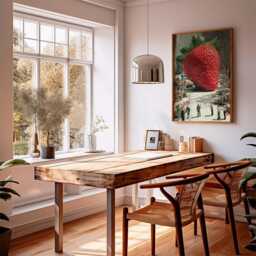 Surreal Strawberry Art Print, Modern Collage Wall With Tiny People, Whimsical Food Poster, Imaginative Pop Home Decor - thumbnail 3