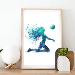 Volleyball Poster Set - Of 3 Volley Ball Prints - Girl Gifts Watercolour Painting Wall Art I Love Girls Artwork Decor - thumbnail 2